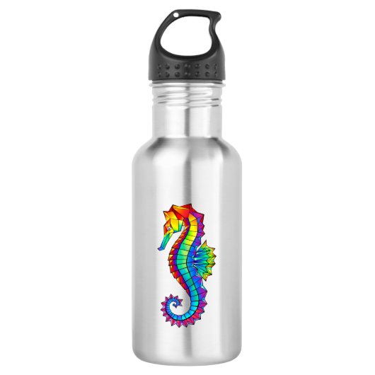 Rainbow Polygonal Seahorse Waterfles (Voorkant)