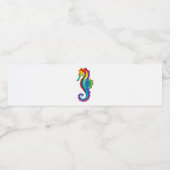 Rainbow Polygonal Seahorse Waterfles Etiket (Enkel label)