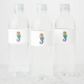 Rainbow Polygonal Seahorse Waterfles Etiket (Flessen)