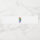 Rainbow Polygonal Seahorse Waterfles Etiket (Enkel label)