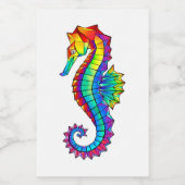 Rainbow Polygonal Seahorse Wijn Etiket (Enkel label)
