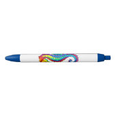 Rainbow Polygonal Seahorse Zwarte Inkt Pen (Voorkant)