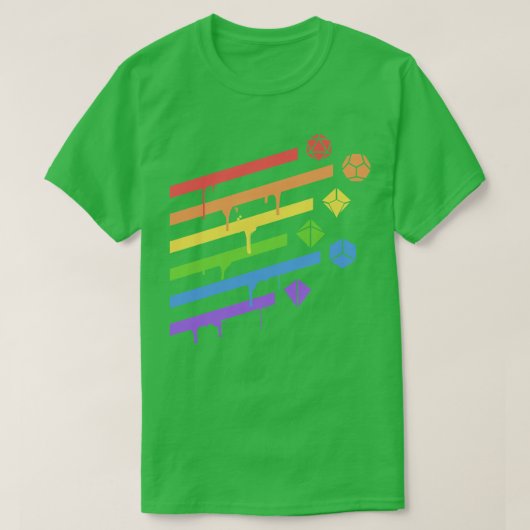 Rainbow Polyhedral Dice Set Tafelblad RPG Addict 2 T-shirt (Design voorkant)