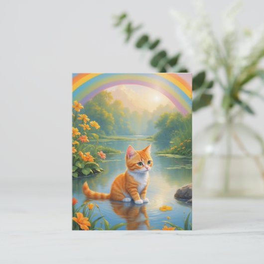 Rainbow Pond Kitten Briefkaart (Staand voorkant)
