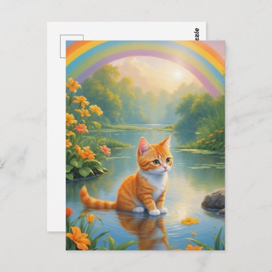 Rainbow Pond Kitten Briefkaart (Voorkant / Achterkant)
