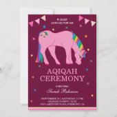 Rainbow Pony Baby Girl Aqiqah Kaart (Voorkant)