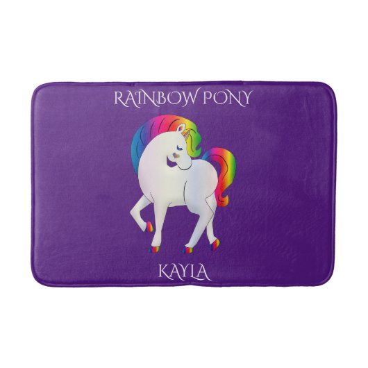 Rainbow pony gepersonaliseerde kindernaam Bath Mat (Voorkant)