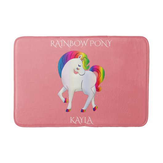 Rainbow pony gepersonaliseerde kindernaam Bath Mat (Voorkant)