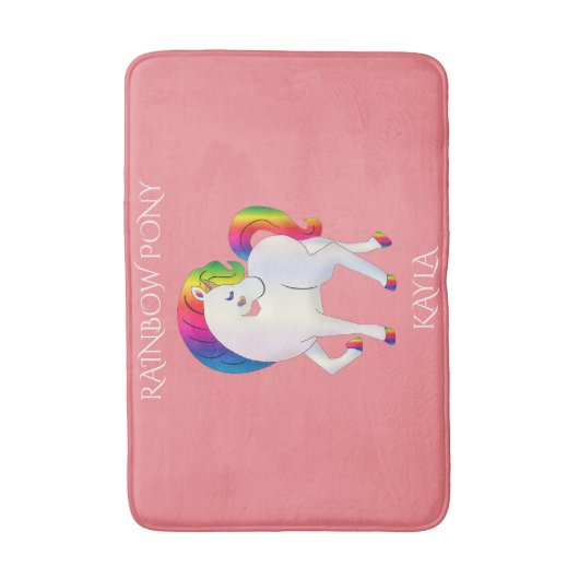 Rainbow pony gepersonaliseerde kindernaam Bath Mat (Voorkant Verticaal)
