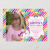 Rainbow Pony Unicorn Verjaardagsfeestje Uitnodigin Kaart (Voorkant / Achterkant)