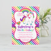Rainbow Pony Unicorn Verjaardagsfeestje Uitnodigin Kaart (Staand voorkant)
