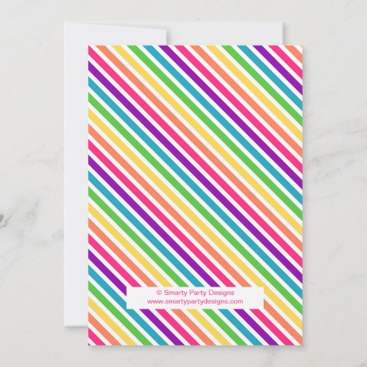 Rainbow Pony Unicorn Verjaardagsfeestje Uitnodigin Kaart (Achterkant)