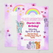Rainbow Pony verjaardagsfeestje Kaart (Voorkant / Achterkant)
