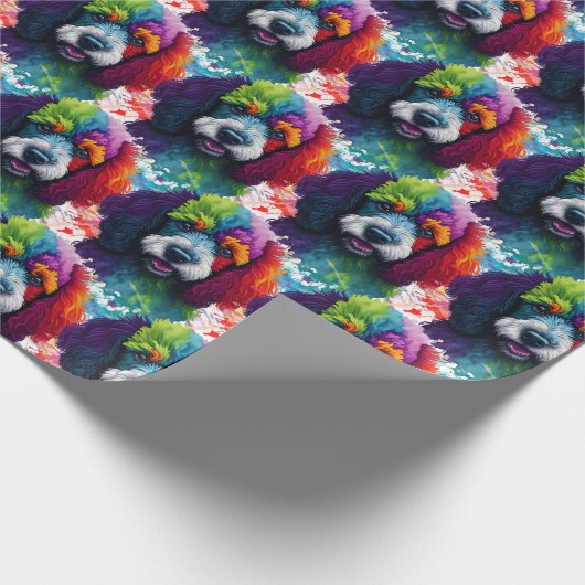 Rainbow Poodle Waterverf Cadeaupapier (Hoek)