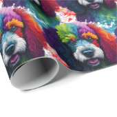 Rainbow Poodle Waterverf Cadeaupapier (Rol Hoek)