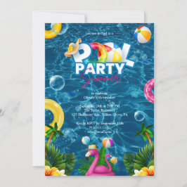 Rainbow Pool Party Birthday Invitation  Kaart