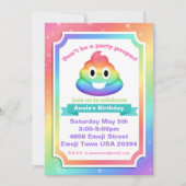 Rainbow Poop Emoji Birthday Uitnodiging (Voorkant)