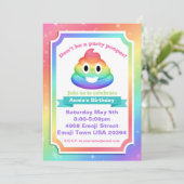 Rainbow Poop Emoji Birthday Uitnodiging (Staand voorkant)