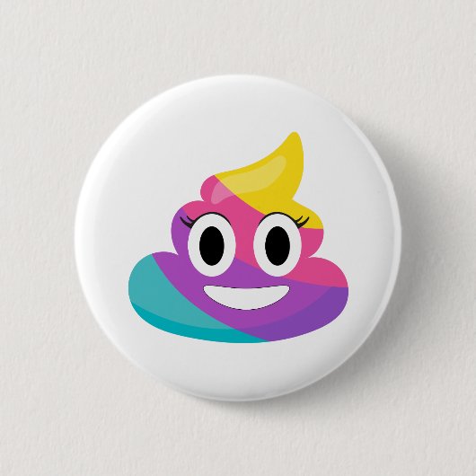 Rainbow Poop Emoji Ronde Button 5,7 Cm (Voorkant)
