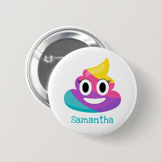 Rainbow Poop Emoji Ronde Button 5,7 Cm (Voorkant /achterkant)