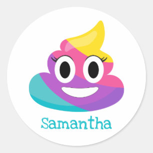 Rainbow Poop Emoji Ronde Sticker