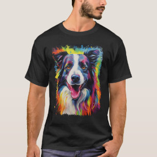 Rainbow Pop Art Dog Border Collie T-shirt