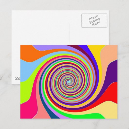 Rainbow pop art psychedelic swirl briefkaart (Voorkant / Achterkant)