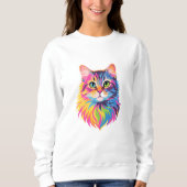 Rainbow Pop Cat – Vibrant Vector Feline Art Trui (Voorkant)