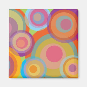 Rainbow Pop Circles Colorful Retro Fun Groovy Chic Magneet