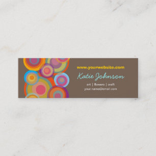 Rainbow Pop Circles Colorful Retro Fun Groovy Chic Mini Visitekaartje