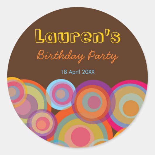 Rainbow Pop Circles Fun Groovy Dank u Sticker (Voorkant)