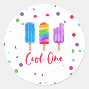 Rainbow Pop Cool One 1st Birthday Ronde Sticker