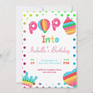 Rainbow Pop Fidget Bubble Birthday Party Kaart