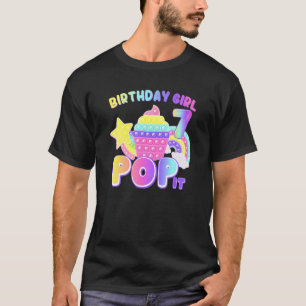 Rainbow Pop it Birthday Girl 7 jaar oud 7e geboort T-shirt