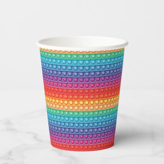 Rainbow Pop It Fidget Speelgoed Pattern Papieren Bekers (Achterkant)