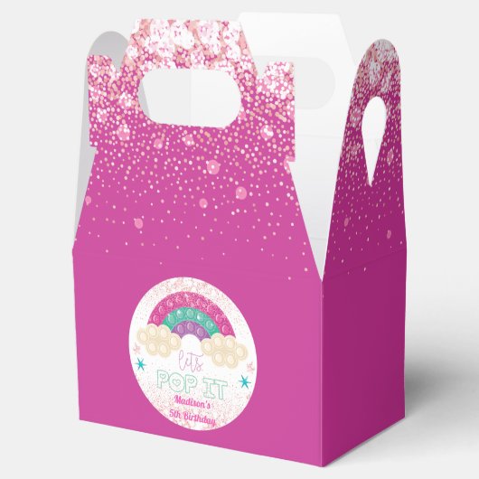 Rainbow Pop It Girl Birthday Pink Bedankdoosjes (Geopend)