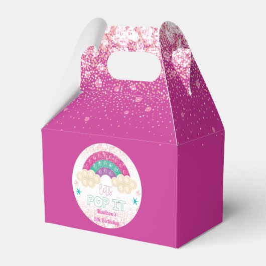 Rainbow Pop It Girl Birthday Pink Bedankdoosjes (Voorkant Zijde)