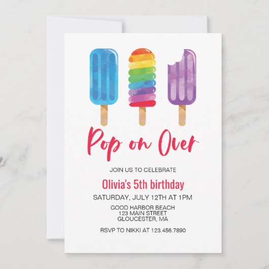 Rainbow Pop komt verjaardagsfeestje Kaart (Voorkant)