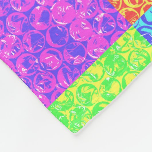 Rainbow pop, kunstborrelen fleece deken (Hoek)