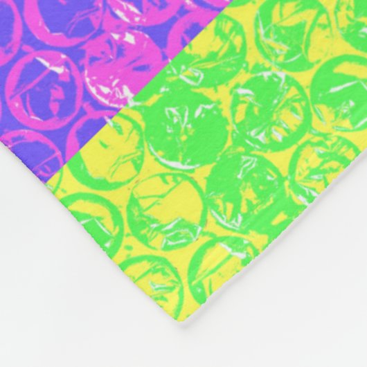 Rainbow pop, kunstborrelen fleece deken (Hoek)