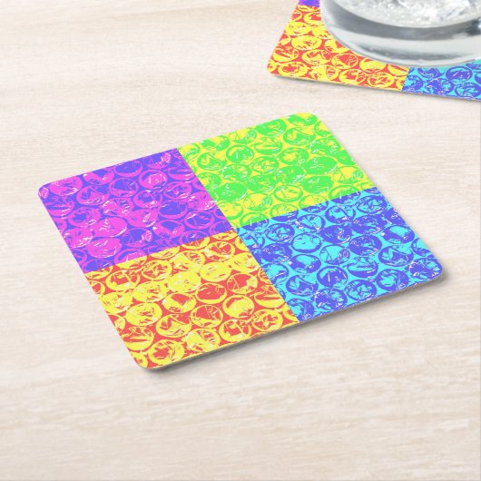 Rainbow pop, kunstborrelen kartonnen onderzetters (Schuin)