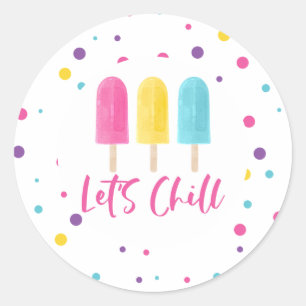 Rainbow Pop Let's Chill Verjaardag Ronde Sticker