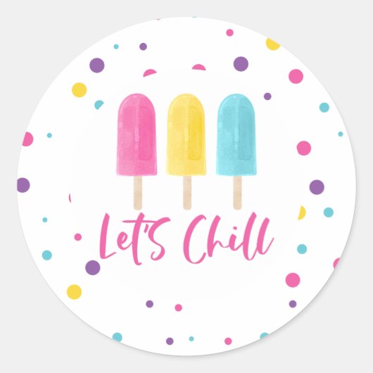 Rainbow Pop Let's Chill Verjaardag Ronde Sticker (Voorkant)