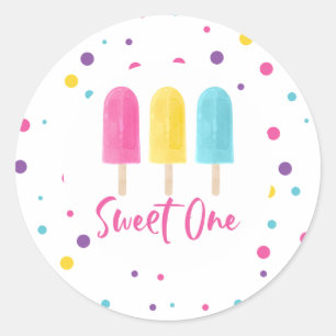 Rainbow Pop Sweet One 1st Birthday Ronde Sticker