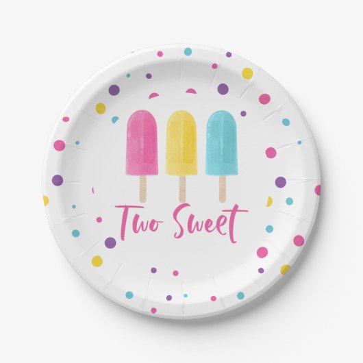 Rainbow Pop Two Sweet 2de verjaardag Papieren Bordje (Voorkant)