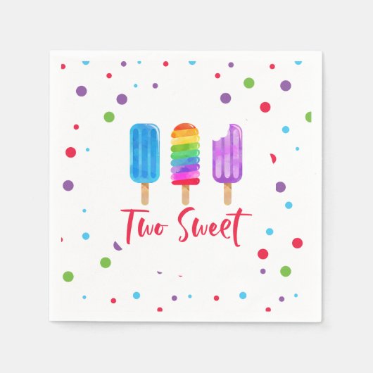 Rainbow Pop Two Sweet 2de verjaardag Servet (Voorkant)
