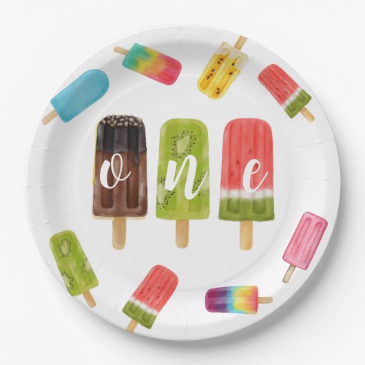 Rainbow Pop Verjaardag 1e Verjaardag Papieren Bordje (Voorkant)