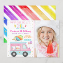 Rainbow Popsice Ice Cream Truck Birthday