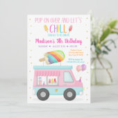 Rainbow Popsice Ice Cream Truck Birthday Kaart (Staand voorkant)