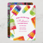 Rainbow Popsicle Summer Birthday Invitation Kaart (Voorkant / Achterkant)